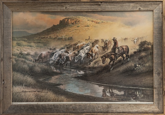 Framed Lithograph, hand signed by "Donald M. Yena", San Antonio, Texas artist at lower left, marked