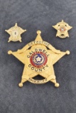 Three gold tone Badges: A â€œDETECTIVE / CALDWELL / COUNTY/ SHERIFFâ€ 5-point Ball Star Badge with