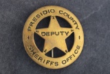 Gold tone Circle 5-point cut-out Star Badge marked â€œPRESIDIO COUNTY / SHERIFFS OFFICEâ€ with Star