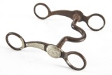 Early McChesney Iron Bit, pattern #30, with engraved silver overlay and raised concho on cheek piece