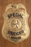 Gold tone Shield with Eagle Crest Badge marked â€œSPECIAL OFFICER HOUSTONâ€ with center Star as Sea