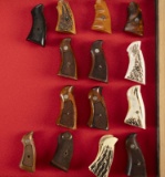 A collection of Fourteen (14) pairs of Grips for S&W Revolvers. Three pair are stag grips, 8 pair ar