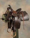 Vintage R. T. Frazier brown tooled Saddle, 12