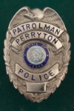 Eagle Crest â€œPATROLMAN / PERRYTON / POLICEâ€ Shield Badge with State of Texas Center Seal, dark b