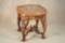 Outstanding antique walnut, figural carved Chair Side Table with lift off beveled glass serving tray