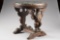 Antique hand carved, marble top, walnut Chair Side Table with fully carved Eagle supports and floral