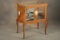 Unique vintage French style, floor model Curio Cabinet made of satin wood with hand painted oval cam