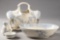 Rare & unusual five (5) piece, Royal Doulton Bowl & Pitcher Set on rare cast iron tilting base. A ve