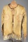 Vintage leather and quill decorated fringed Shirt, circa 1900-1910. Fringe is 8