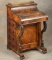 Antique American Victorian Davenport, burl walnut Desk, circa 1880s, with burl walnut roll front and