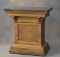 Beautiful antique, massive quarter sawn oak Pedestal with beautiful granite top. Pedestal has raised