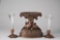 Three Piece Black Forest Mantle Set to include a large carved Centerpiece with pheasants and chicks