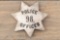 Large vintage 7-point Star Badge marked â€œPOLICE 98 OFFICERâ€, possibly sterling silver with black