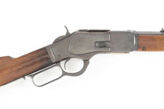 Winchester 1873 Rifle, SN 555876B in .32 WCF caliber, aka .32/20. This rifle has a 24â€ octagon bar
