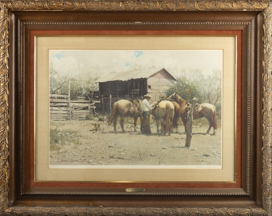 Melvin C. Warren, hand signed Print titled "Top Hand of the Concho". Print is signed at lower right
