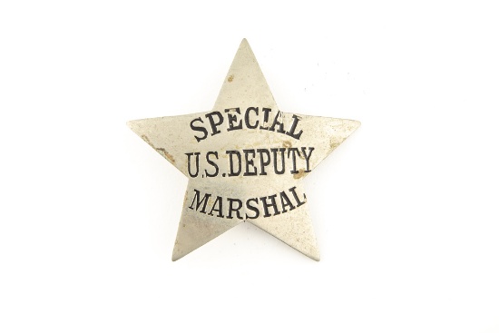 Old 5-point Star Badge marked â€œSPECIAL U.S. DEPUTY MARSHALâ€ has small amount of enamel missing,
