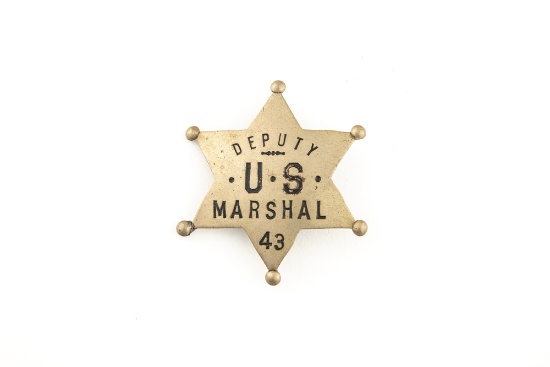 This vintage 6-point Ball Star Badge marked â€œDEPUTY U.S. MARSHAL 43â€ has a small amount of surfa