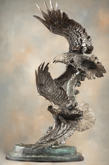 Monumental Bronze Sculpture by noted artist Chope, #1/150, mounted on a double stacked granite base.
