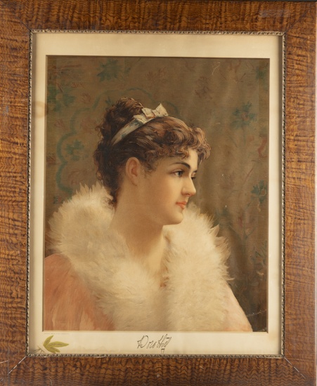 Antique Framed color Lithograph titled "Dorothy", marked in lower left "Copyright Dated 1896 by "The