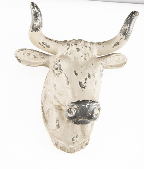 Unique vintage Bull Head Advertisement (possibly hardware advertisement). This early molded Bull Hea
