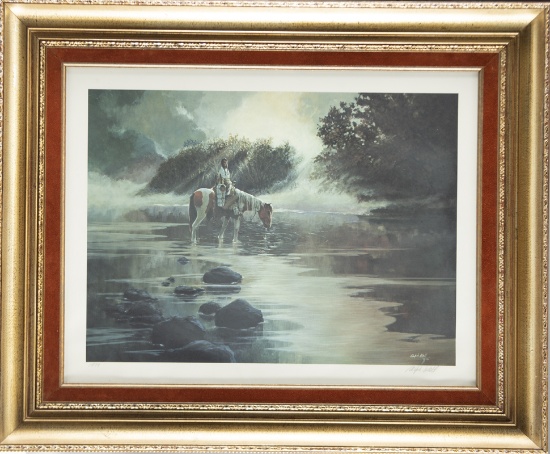 Framed Print by Texas Artist Ralph Wall (1932-2009), hand signed at lower right and dated 1974. Titl