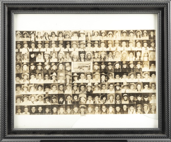 Framed Image of 157 Performers of the Miller Bros. 101 Ranch, dated 1928. Image is by Century, N.Y.,