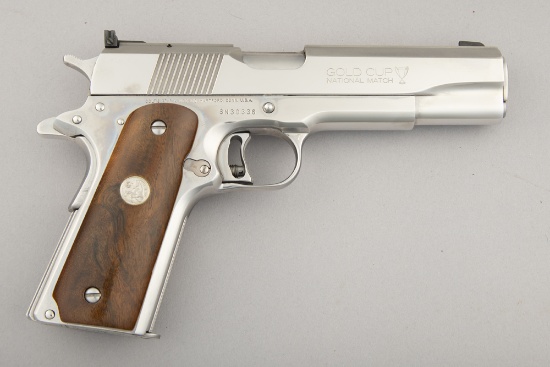 Colt, MK IV, Gold Cup National Match, Semi-Auto Pistol, .45 ACP caliber, SN 30336, nickel finish, bu
