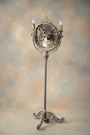Antique cast iron Parlor Fan made by Luminaire, The Cincinati Victor Co., circa 1920s, in original f