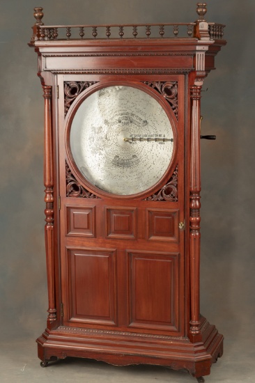 Museum Quality, 27" Regina Music Box, patented 1889-1893, in beautiful rich cherry wood case, excell
