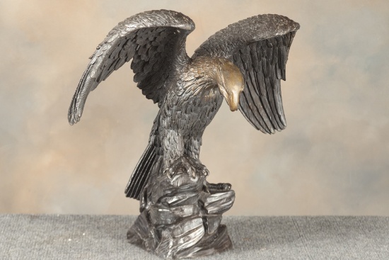 Beautiful Bronze Eagle with spread wings, great detail and fine rich patina. Eagle measures 24" T x