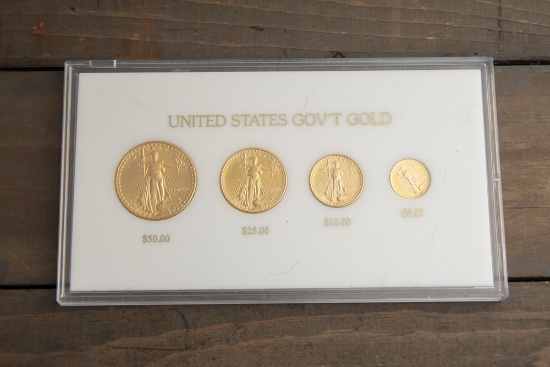 Titled "A Family of Eagles" Limited Issue. A four piece Gold Coin Set dated MCMLXXXVII, (1987) to in