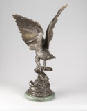 Magnificent Bronze Sculpture of full spread eagle taking flight by artist J. Maignies, titled 