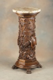 Museum quality massive antique oak, fully hand carved Pedestal with claw foot base and 17