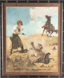 Framed Color Lithograph advertising Colt's Patent Firearms marked at lower right 