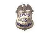 Beautiful large vintage Shield Badge with Eagle Crest marked â€œDEPUTY U.S. MARSHALâ€, has dark blu
