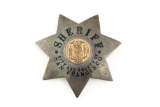 Vintage 7-point Star Badge marked â€œSHERIFF CITY AND COUNTY OF SAN FRANCISCOâ€ with gold tone cent