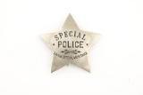Vintage 5-point Star Badge marked â€œSPECIAL/ POLICE/ LIVINGSTON, MONTANAâ€ has very nice patina, a