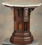 Antique Victorian Walnut Bronze Pedestal, circa 1880, with hexagon granite, removable top. Excellent