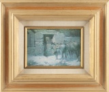 CA Artist Melvin C. Warren (1920-1995), Framed Print dated 1972. Scene is horse and mule standing at