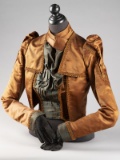 Unique Victorian Advertisement for Victorian Clothes on a half mannequin, complete with black gloves