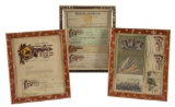 Three frames of vintage Items all pertaining to the 101 Wild West consisting of Cancelled Checks fro