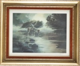 Framed Print by Texas Artist Ralph Wall (1932-2009), hand signed at lower right and dated 1974. Titl