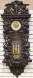 Magnificent antique Black Forest, three weight Blind Mans Wall Clock with fully carved Eagle crest,