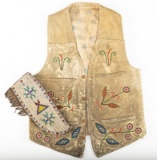 This lot consists of the following two Items: A Wild West beaded doe skin Vest with inside pockets t