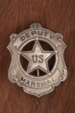 Ornate vintage Shield Badge â€œDEPUTY MARSHALâ€ with cut-out 5-point Star center marked â€œUSâ€. B