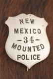Vintage â€œNEW MEXICO 34 MOUNTED POLICEâ€ marked Shield Badge with ticking around the edge, has ton