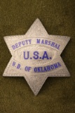 Beautifully engraved vintage 6-point Star Badge marked â€œDEPUTY MARSHAL U.S.A./ N.D. OF OKLAHOMAâ€