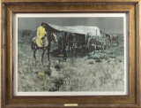 Gallery framed print, hand signed at lower right by CA Artist James Reynolds, dated 1973, titled 