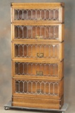 Beautiful antique five (5) stack quarter sawn oak, full leaded glass door Lawyers Bookcase by Globe-