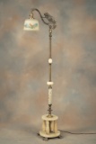 Outstanding antique onyx and brass Parrot Floor Lamp, circa 1920s, on footed base with original 7 1/